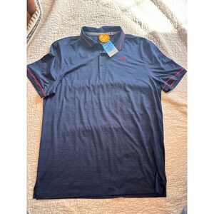 Puma Golf Boys Polo Shirt Navy Blue Heathered Red Trim UPF 40 Size XL